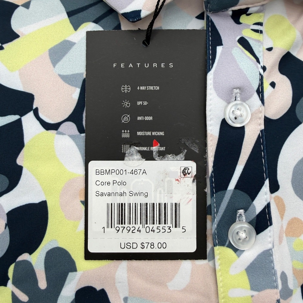 Bad Birdie Mens L‎ Large Core Golf Polo Shirt Abstract Savannah Swing $78 - Picture 3 of 4